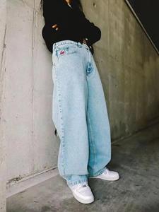 FIVE FIVE Streetwear Big Boy Jeans Y2K Pants Hip Hop Cartoon Graphic Embroidery Baggy Jeans Mens Womens Harajuku High Waisted Wide Trouser