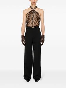 Saint Laurent Zijden top met luipaardprint - Zwart