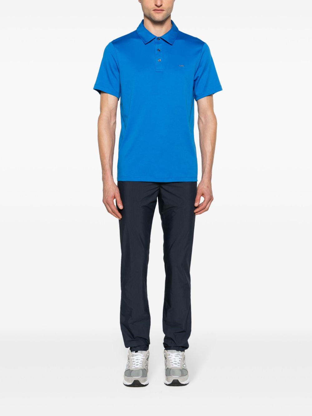 Michael Kors logo-embroidered jersey polo shirt - Blauw