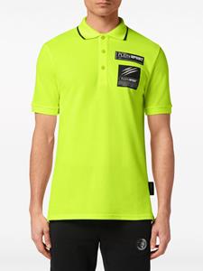 Plein Sport logo-print cotton polo shirt - Groen