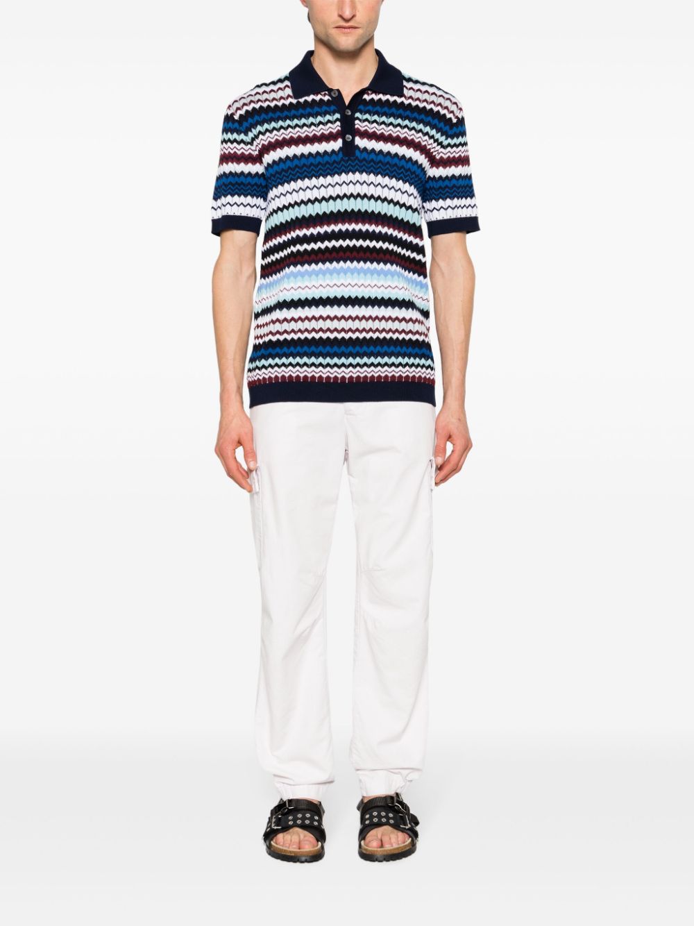 Missoni zigzag cotton polo shirt - Blauw