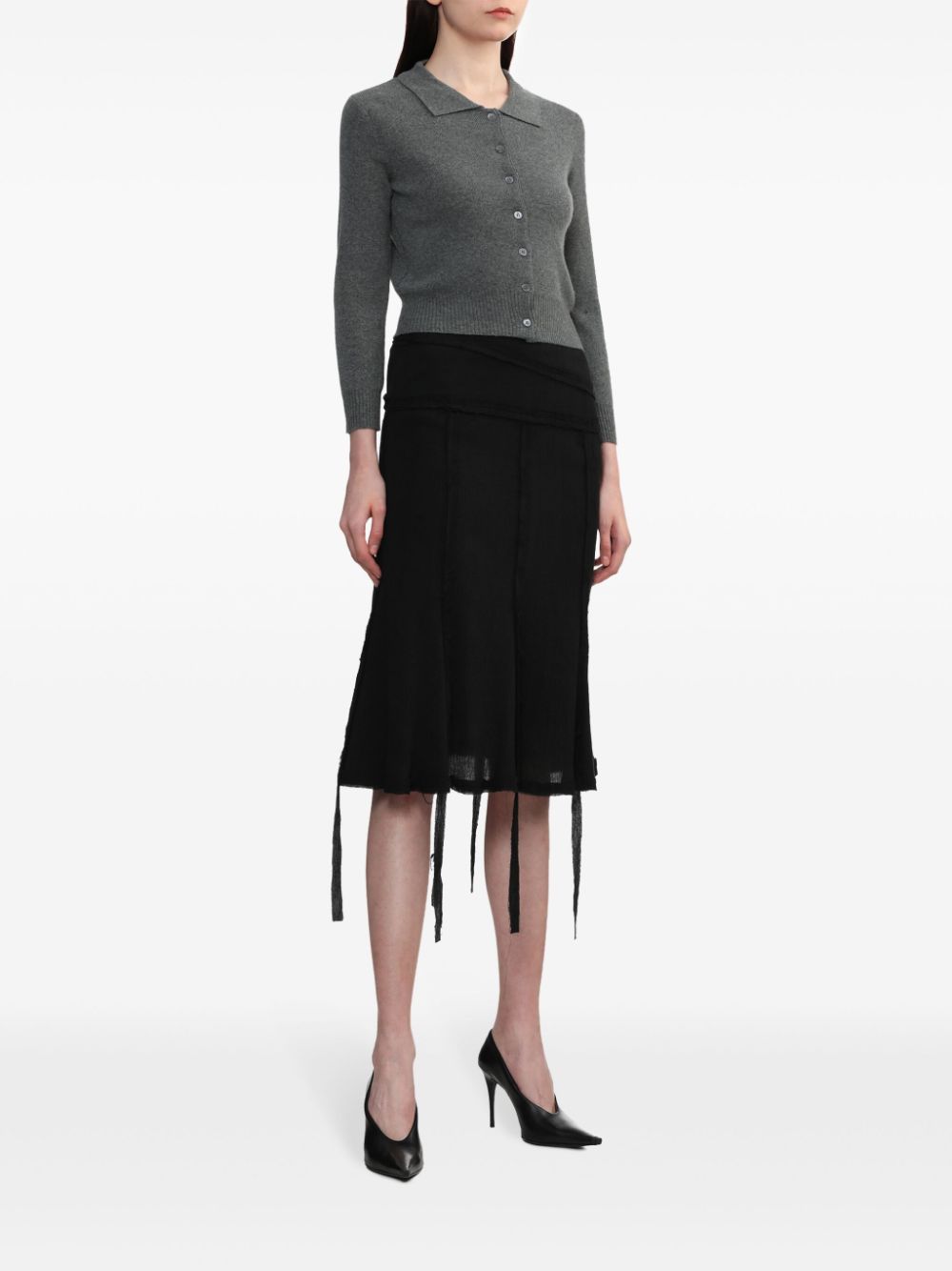 Low Classic raw-cut fringed skirt - Zwart