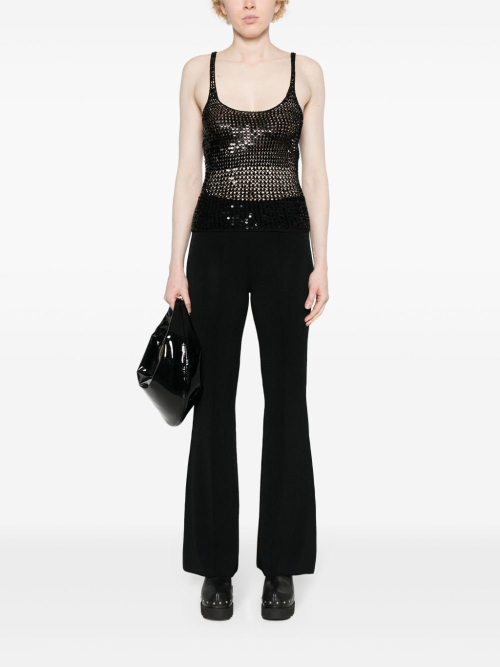 Ermanno Scervino exposed-seam detail flared trousers - Zwart