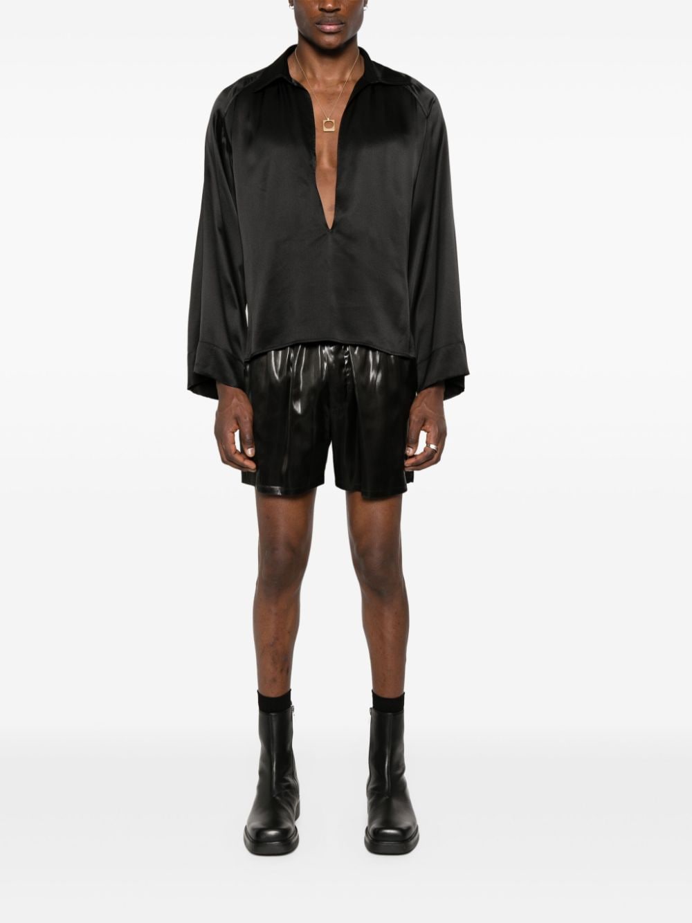 SAPIO coated elasticated shorts - Zwart