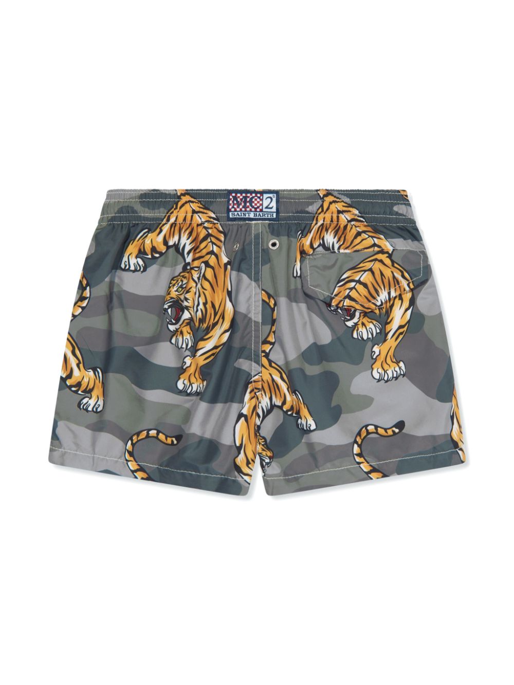 MC2 Saint Barth Kids tiger-print swim shorts - Grijs