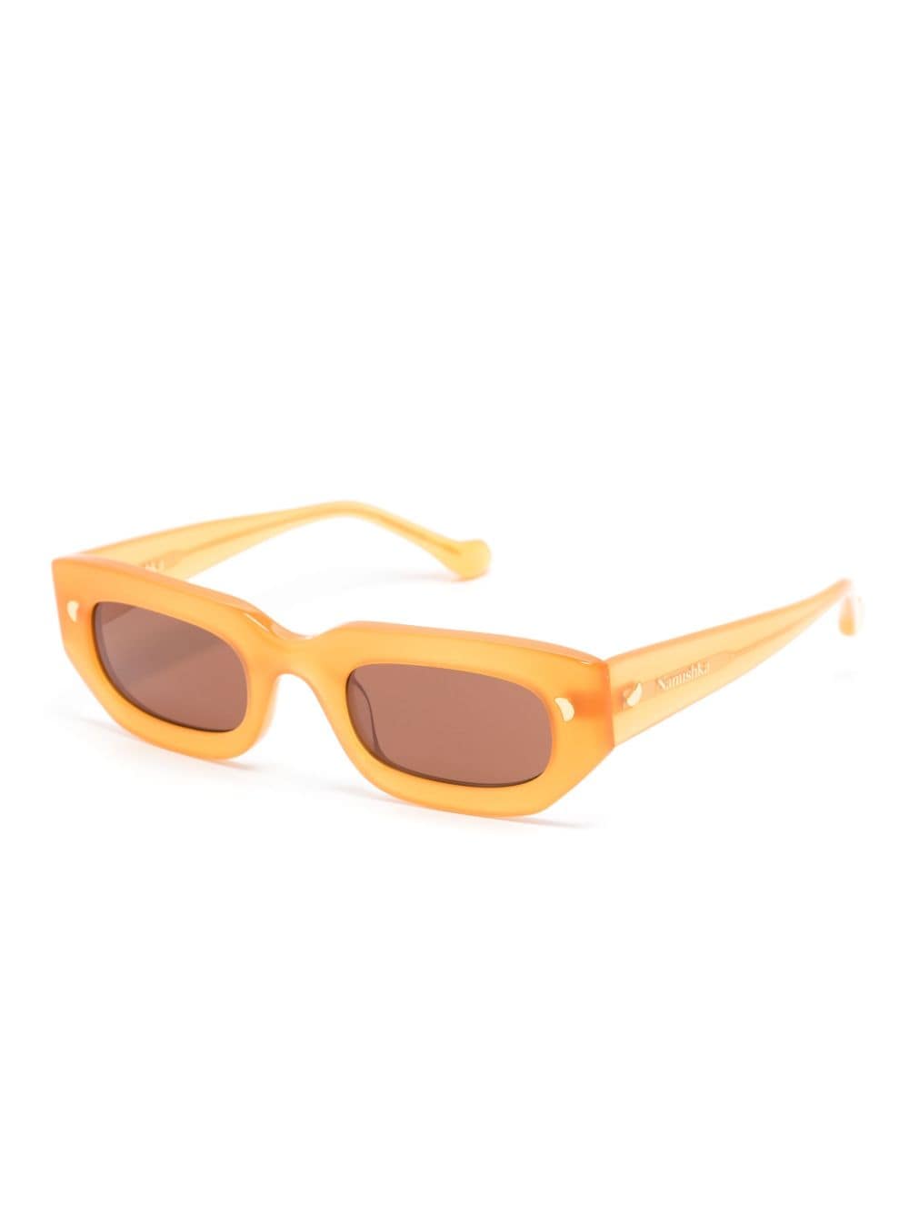 Nanushka Kadee zonnebril met rechthoekig montuur - Oranje