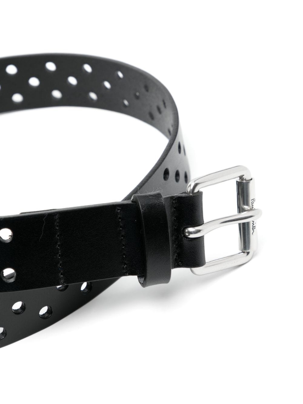 Paul Smith perforated leather belt - Zwart
