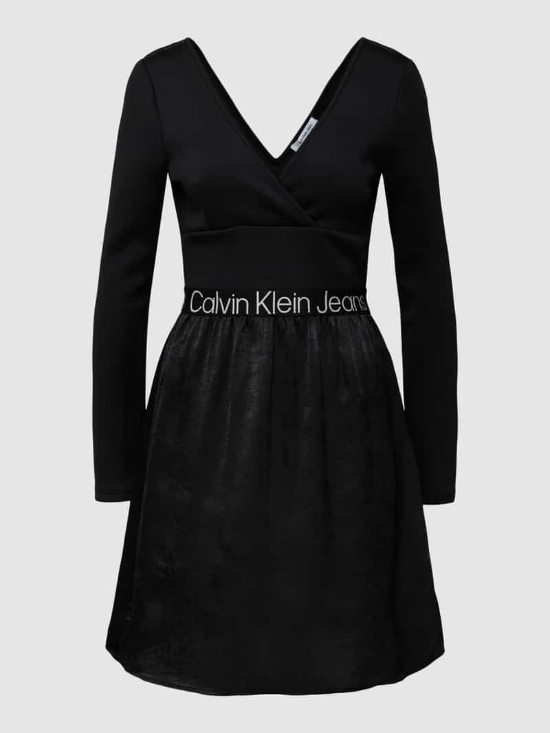 Calvin Klein Jeans Jurk met V-hals, model 'ELASTIC'