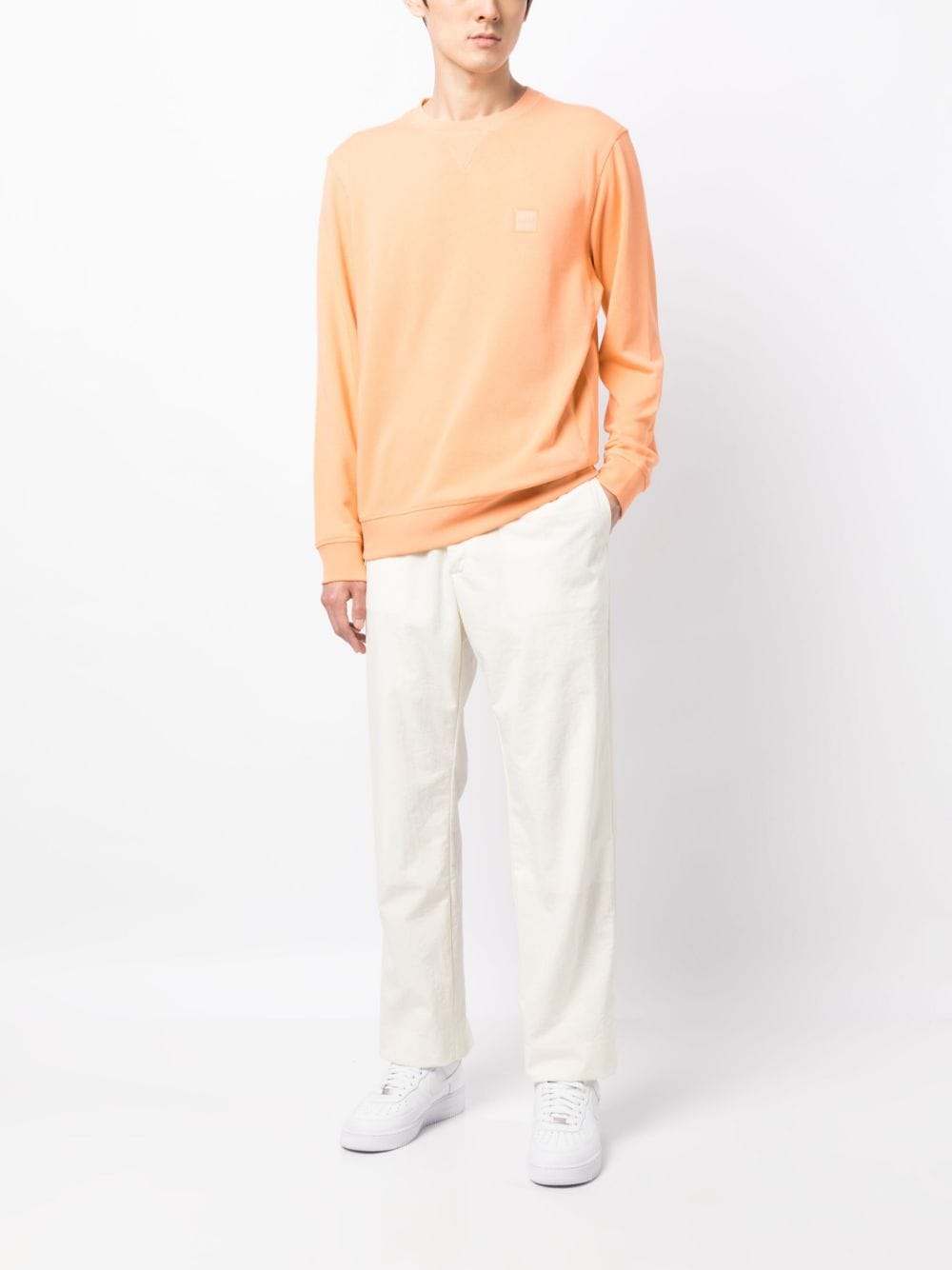 BOSS Sweater met logopatch - Oranje