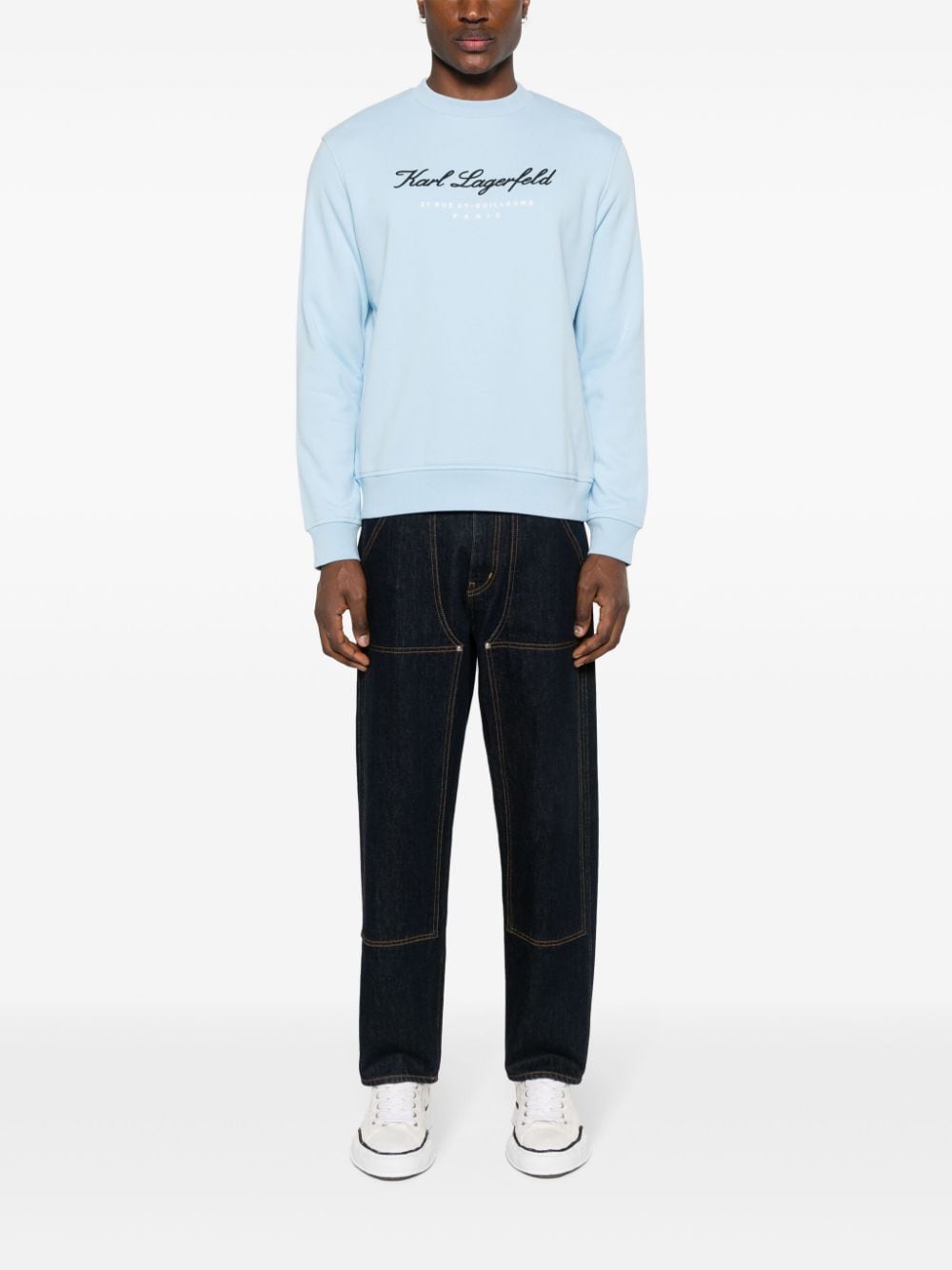 Karl Lagerfeld Sweater met logo-reliëf - Blauw