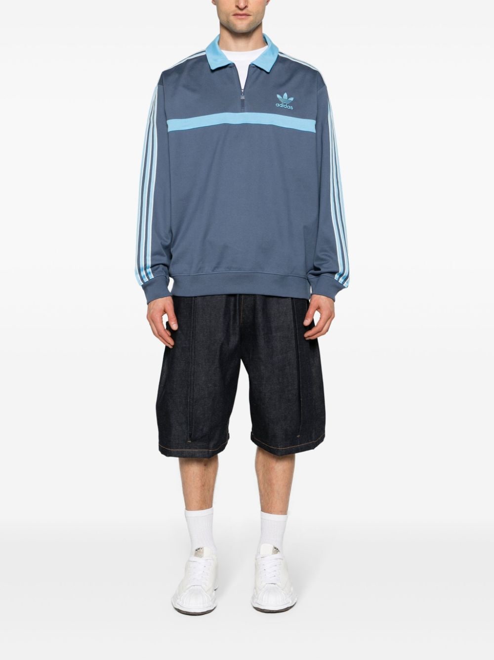 Adidas collared cotton sweatshirt - Blauw