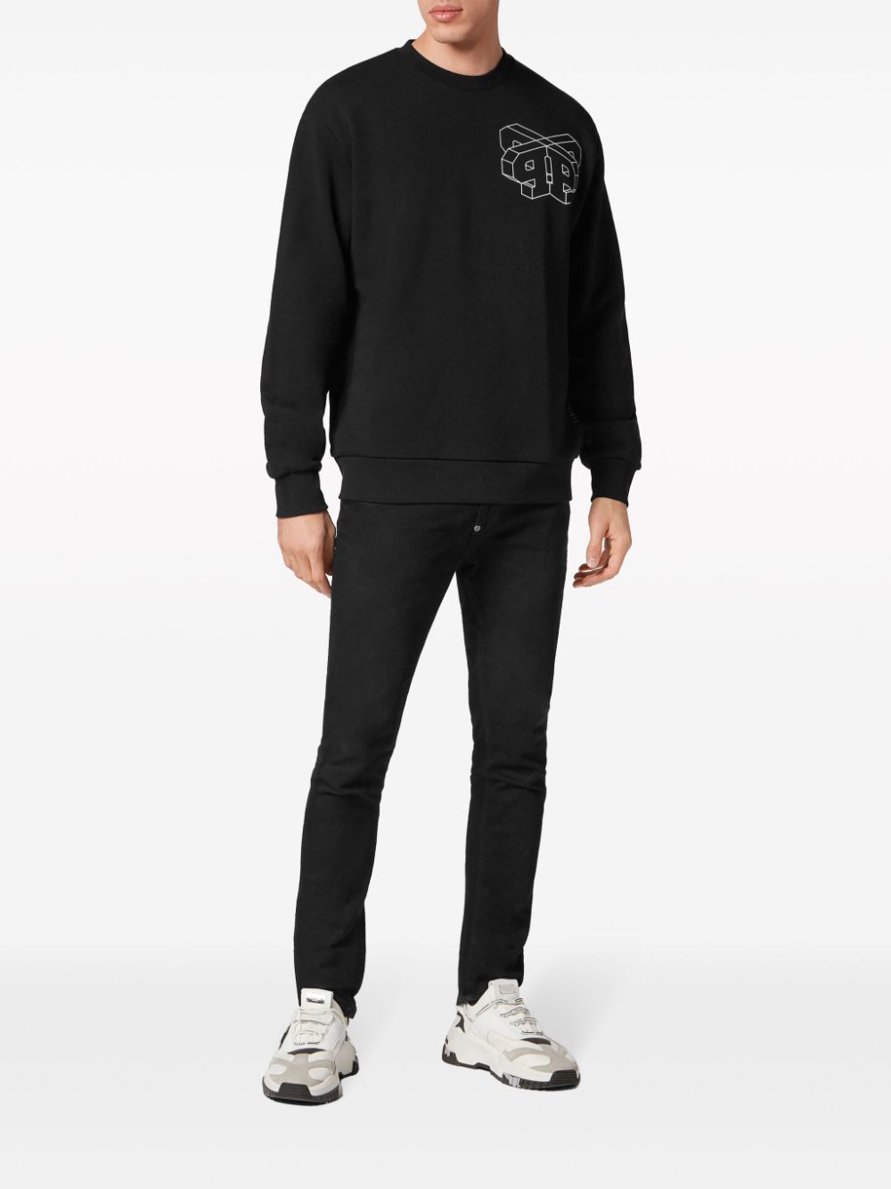 Philipp Plein Sweater met logoprint - Zwart