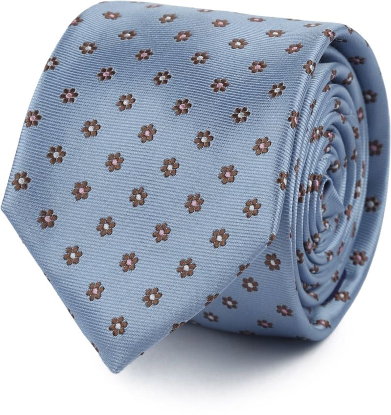 Suitable Krawatte Seide Mini Blumen Blau -