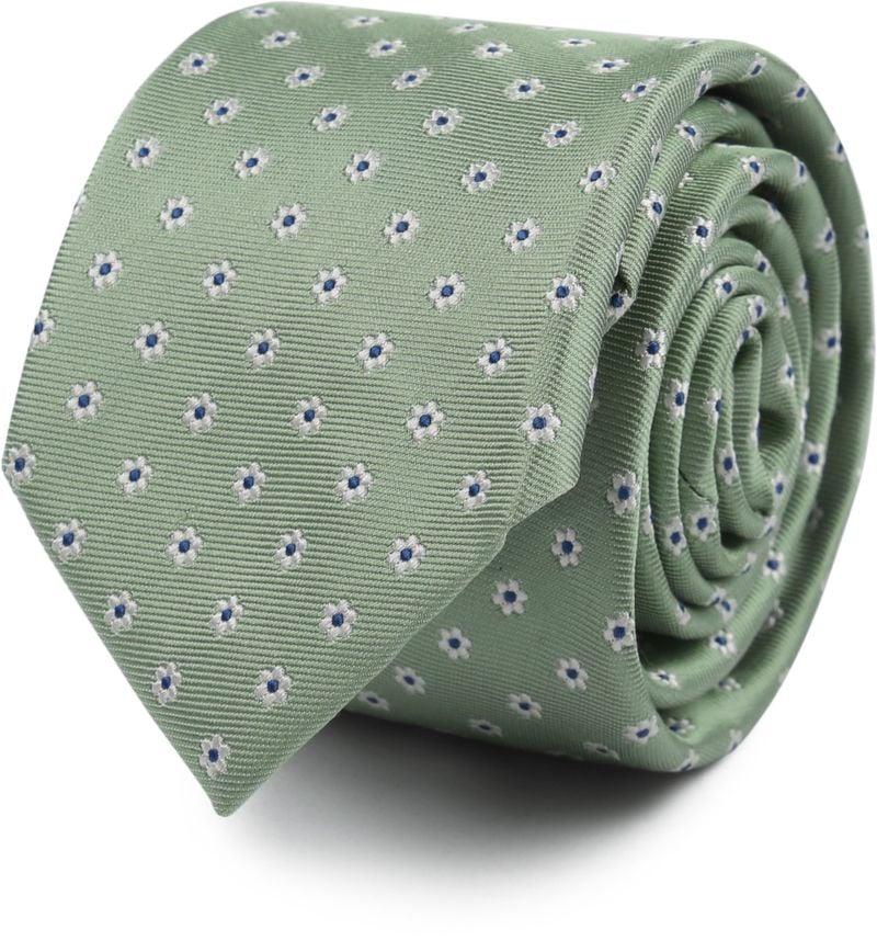 Suitable Krawatte Seide Mini Blumen Grün -
