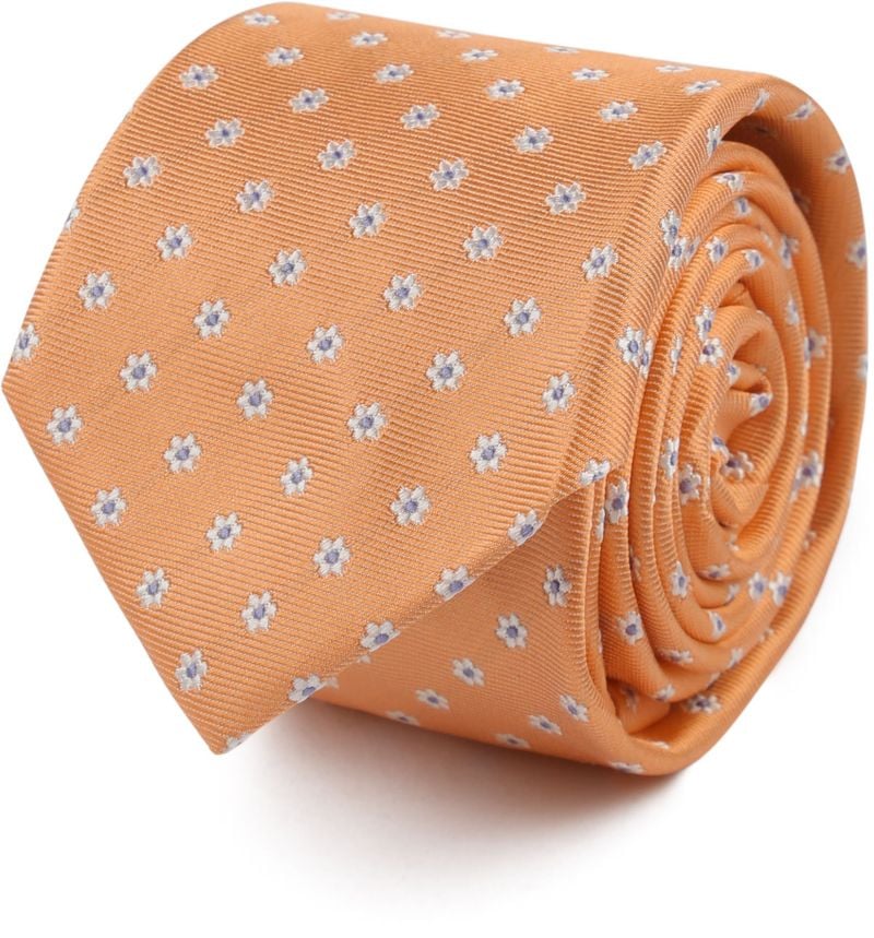 Suitable Krawatte Seide Mini Blumen Orange -