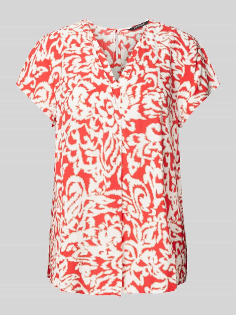 Comma Shirtbluse mit V-Ausschnitt und Allover-Print