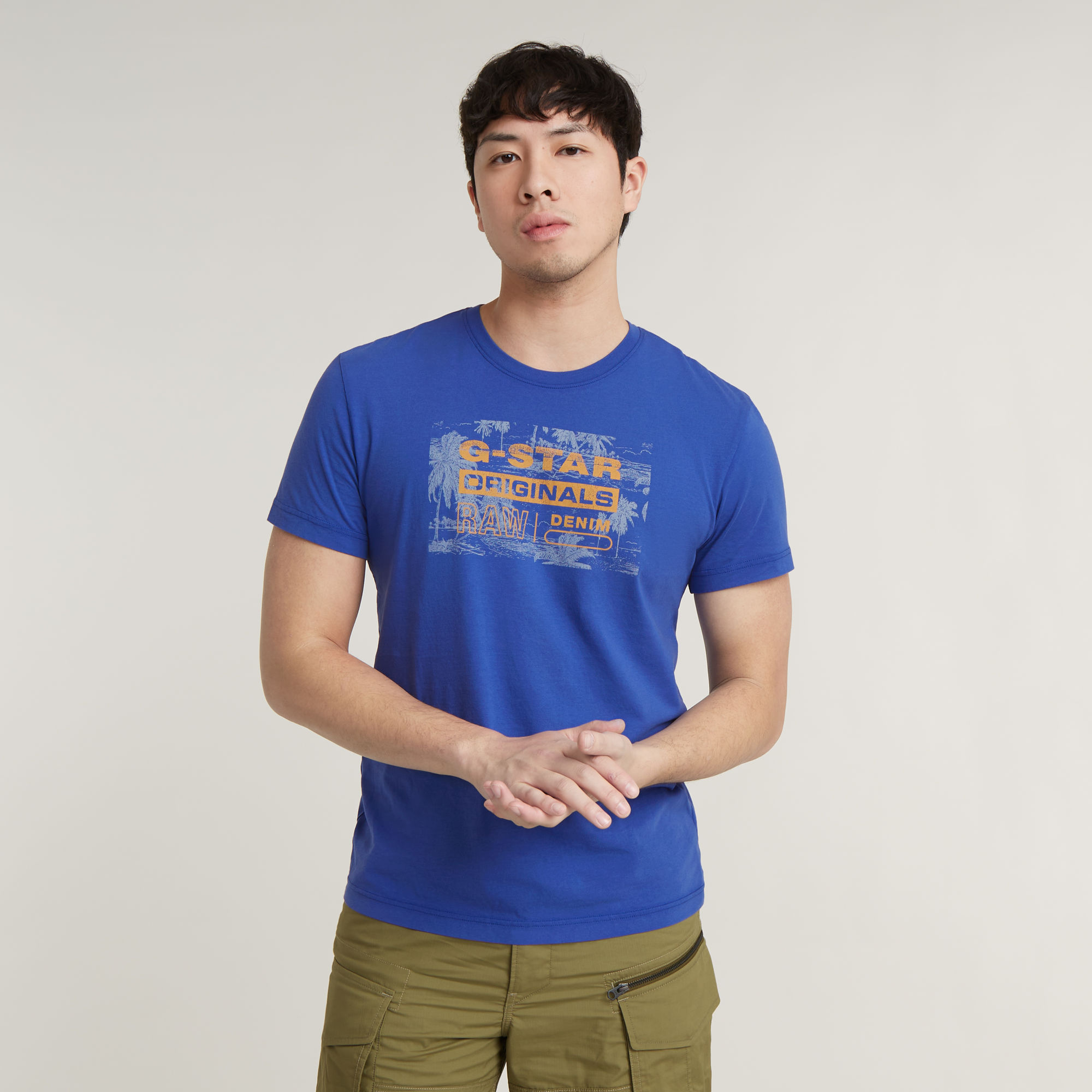 G-Star RAW Framed Palm Originals T-Shirt - Midden blauw - Heren