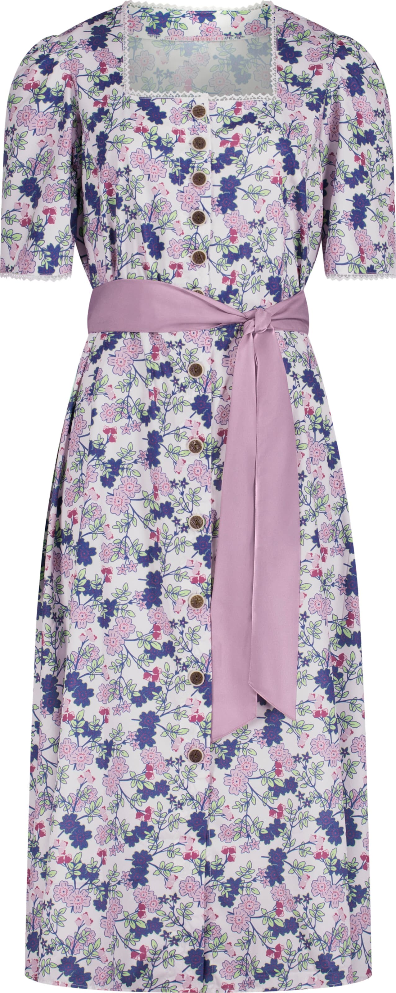 Your Look... for less! Dames jurk in klederdrachtstijl roze/jeansblauw bedrukt Maat