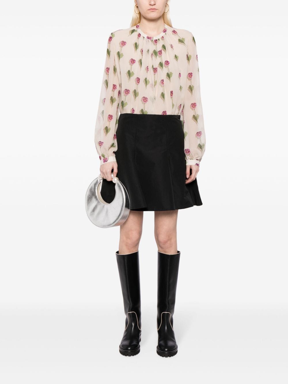Giambattista Valli Zijden blouse met bloemenprint - Beige