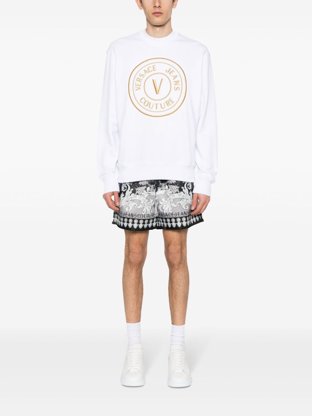 Versace Jeans Couture Sweater met geborduurd logo - Wit