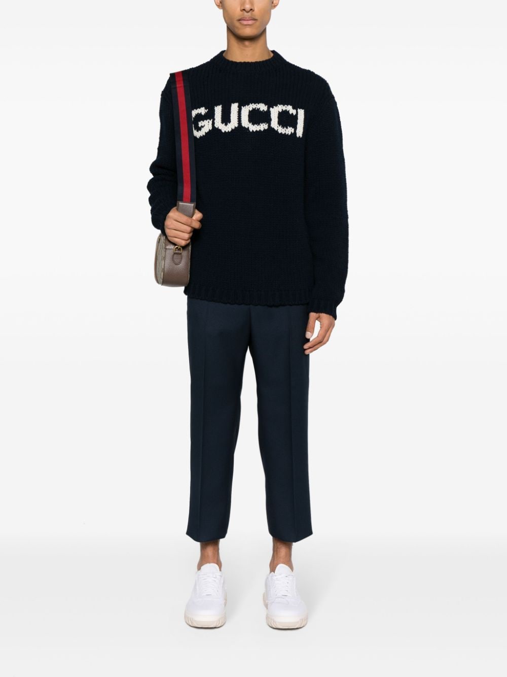 Gucci Wollen trui met intarsia logo - Blauw