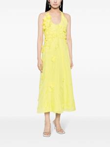 Rachel Gilbert Whitley floral-appliqué midi dress - Geel