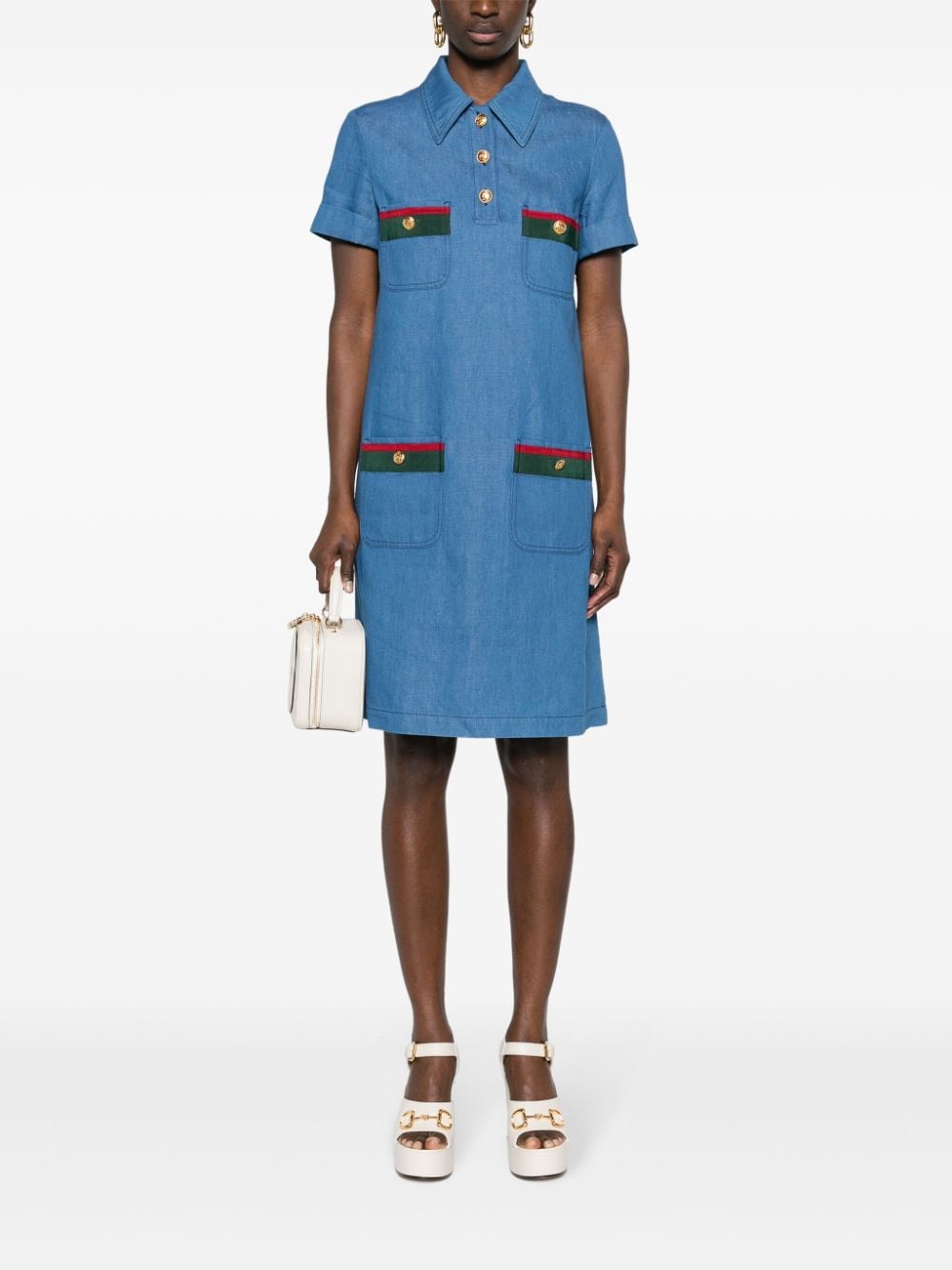 Gucci Denim jurk met webdetail - Blauw