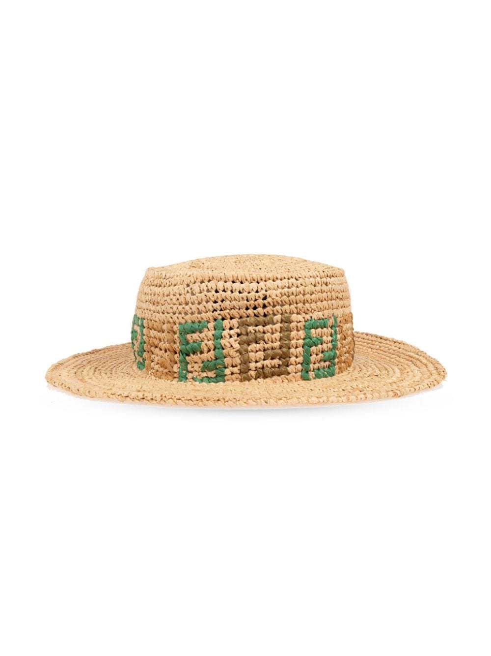 FENDI monogram-pattern raffia hat - Beige