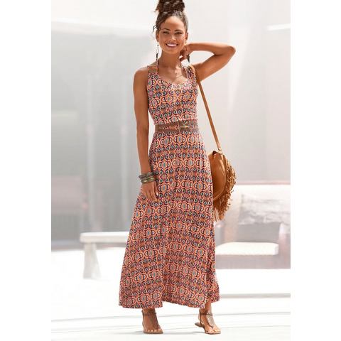 Lascana Maxi-jurk met etnische print en verstelbare bandjes, zomerjurk, strandjurk