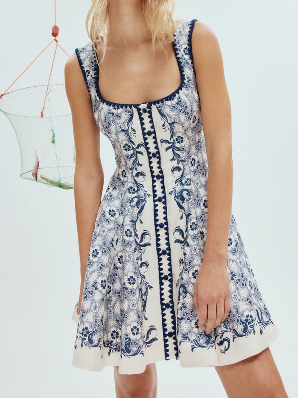 ALEMAIS Airlie floral-print linen minidress - Wit