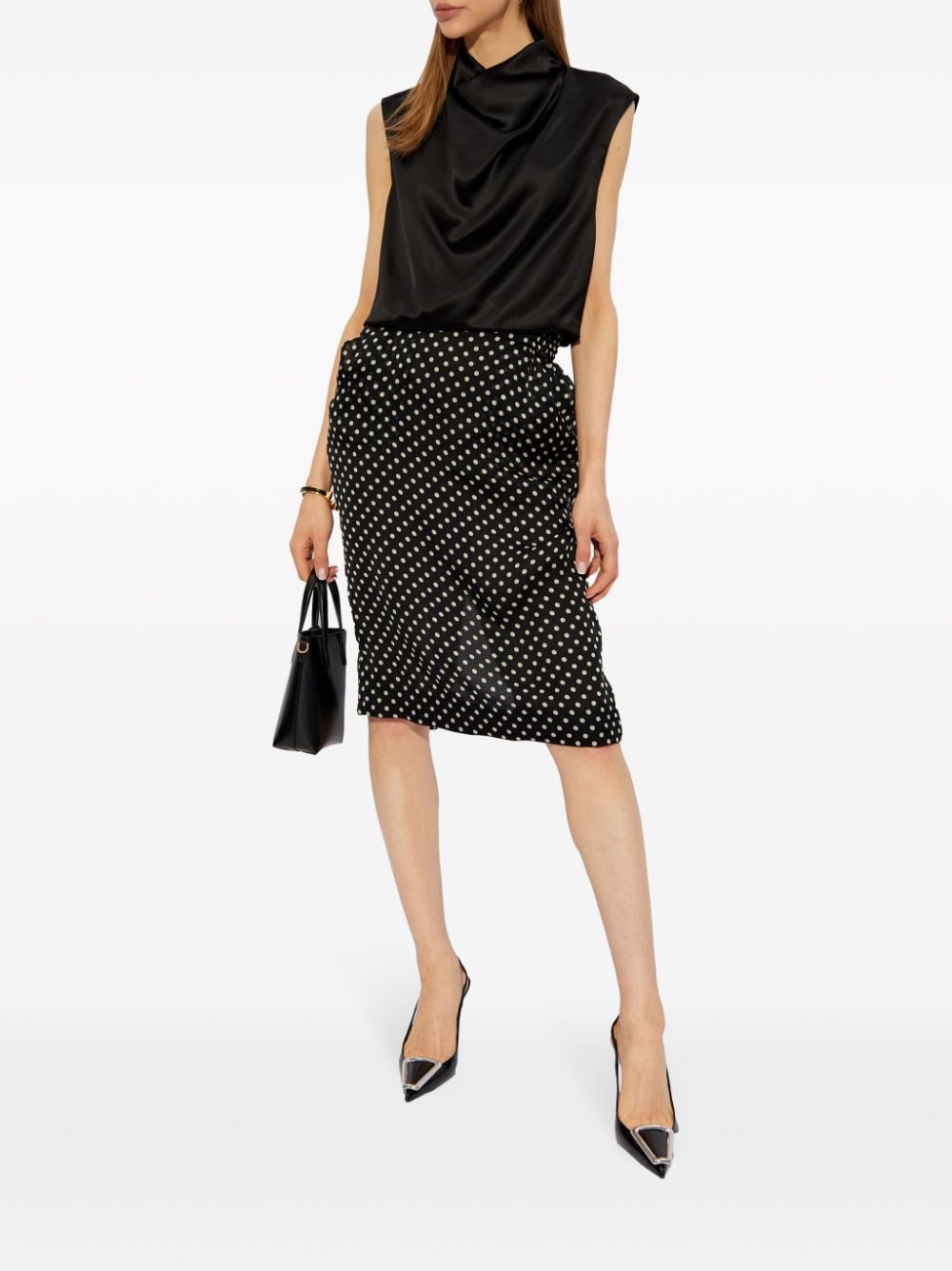 Saint Laurent polka-dot silk skirt - Zwart