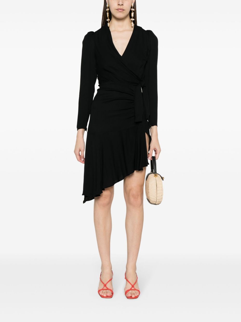 Elisabetta Franchi crepe asymmetric mini dress - Zwart