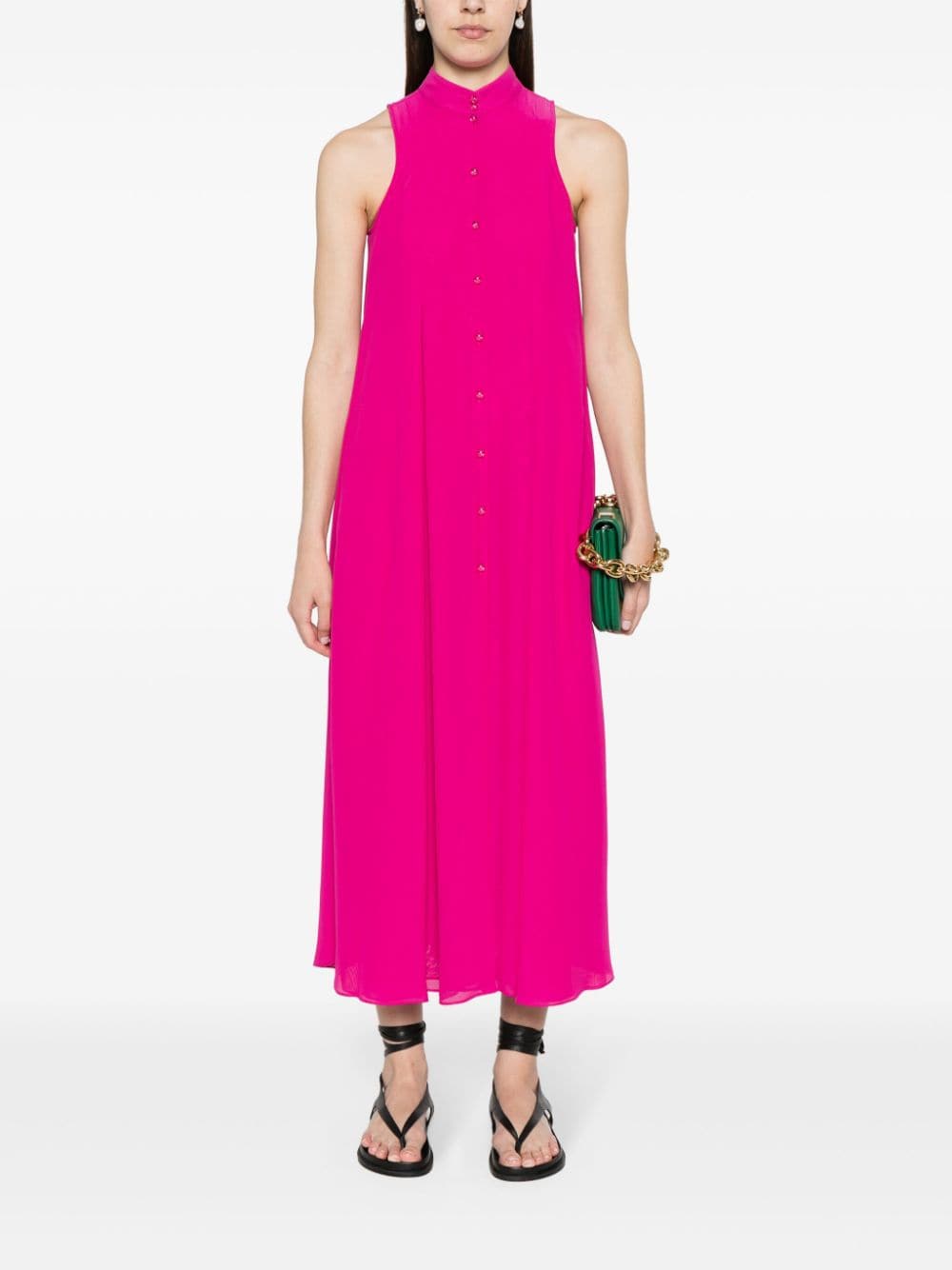 Emporio Armani textured pleated midi dress - Roze