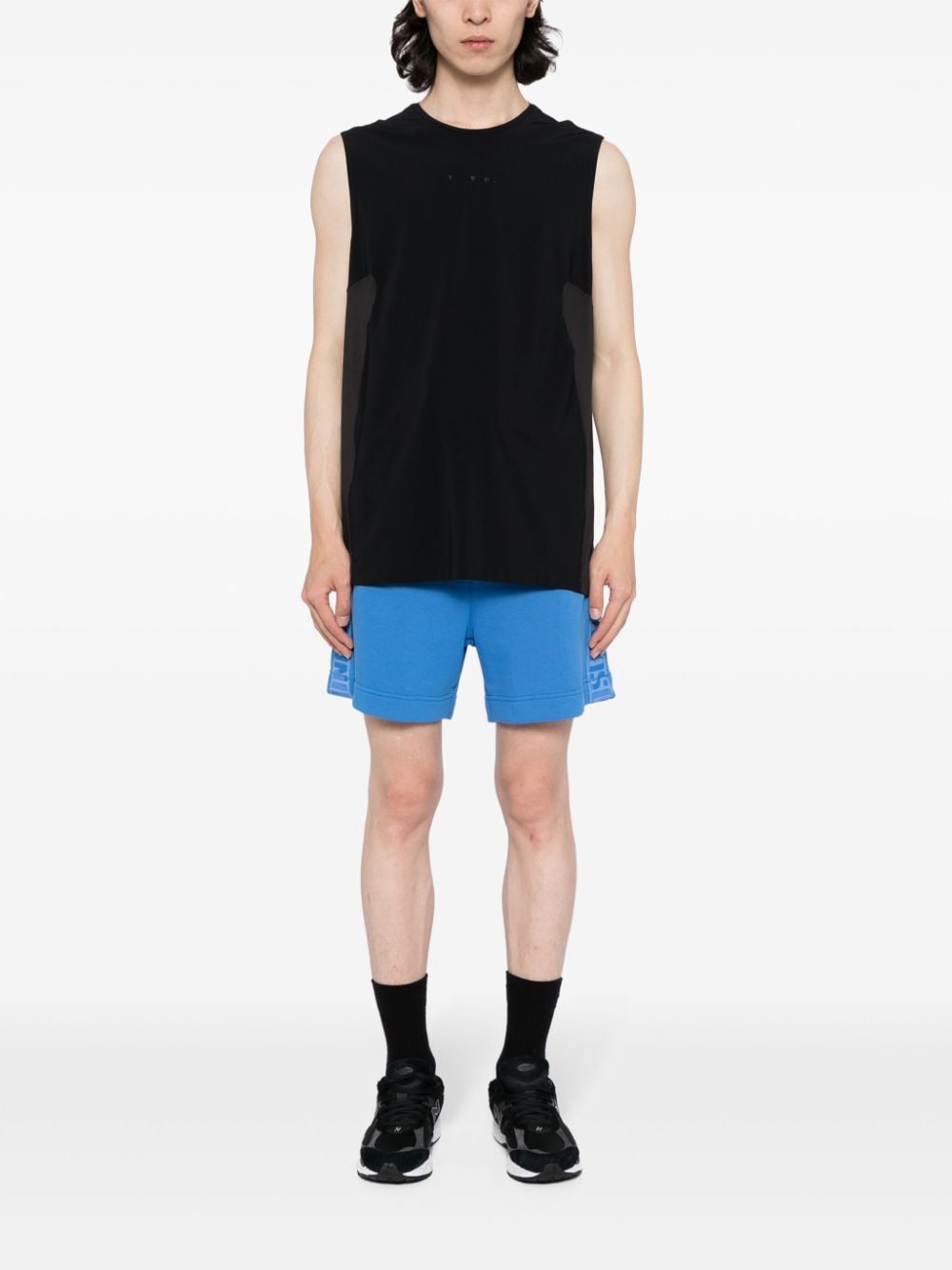 Moschino logo-print cotton shorts - Blauw