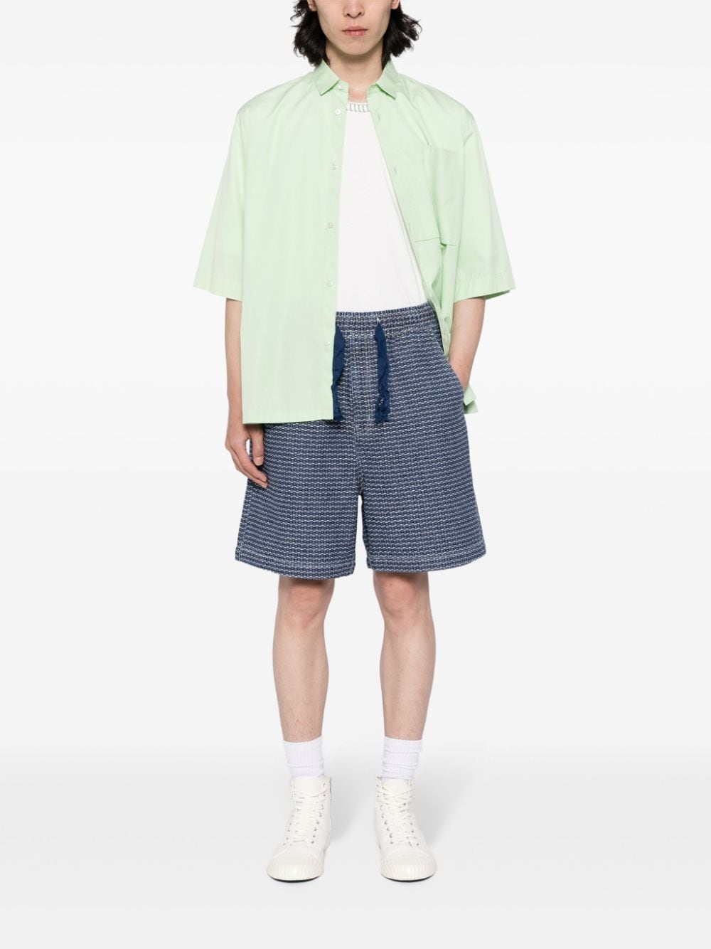 FIVE CM patterned-jacquard cotton shorts - Blauw