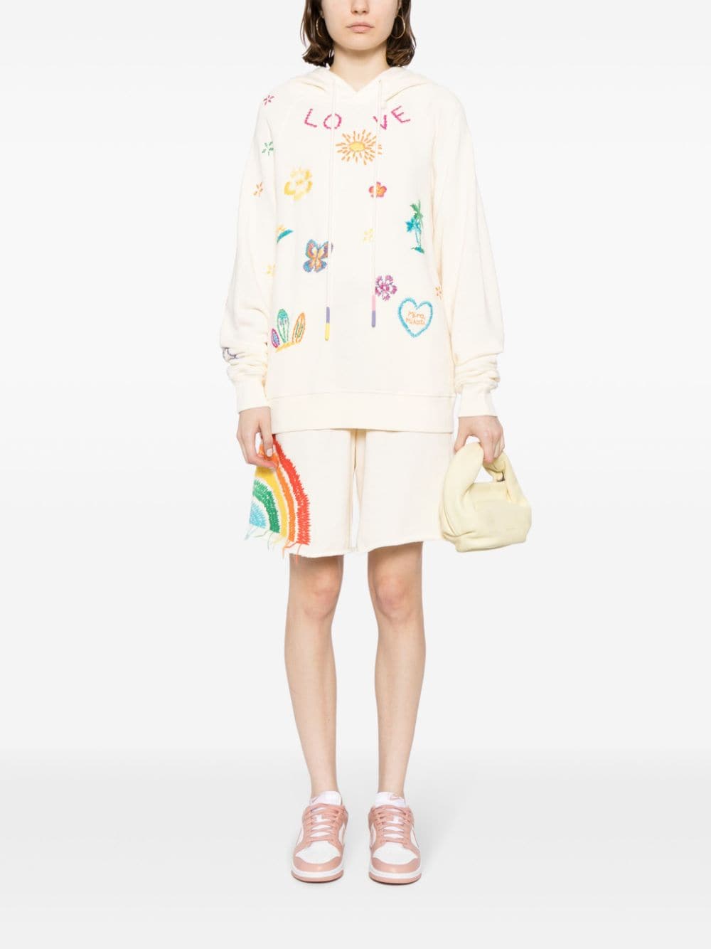 Mira Mikati embroidered organic-cotton hoodie - Wit