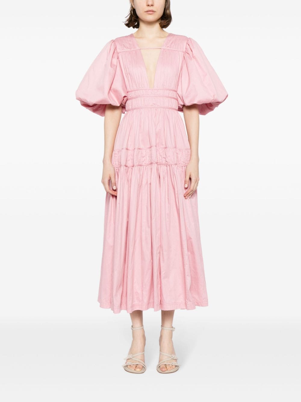 Aje puff-sleeved pleated dress - Roze