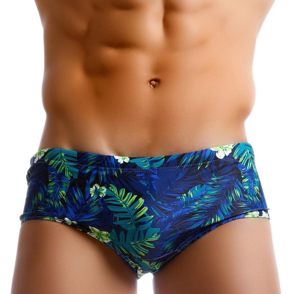 UXH Fashion Men's Swim Briefs Floral Printed Swimming Trunks Ployester Swimsuit Bikni with Adjustable Drawstring