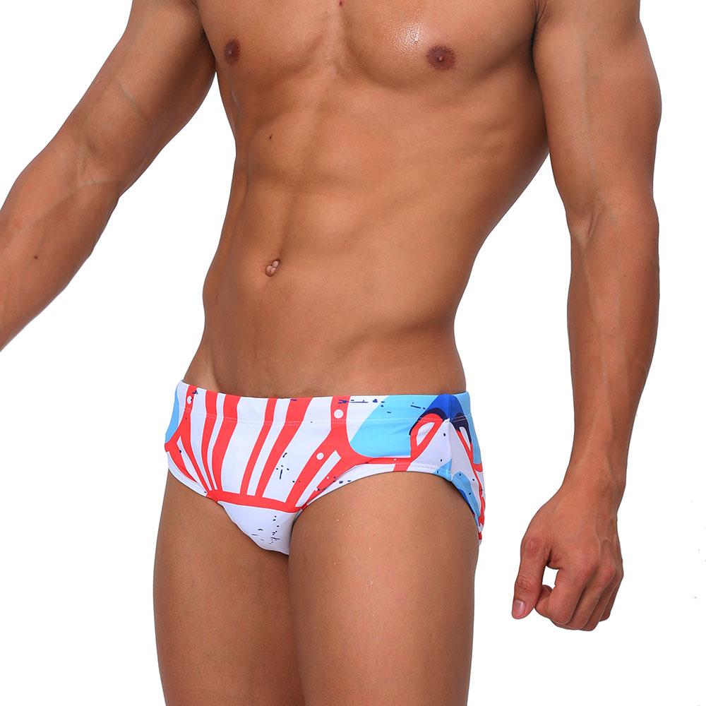 UXH Fashion Men's Fashion Floral Printed Swimming Briefs Low Waist Plus Size Summer Beach Wear FREESTYLE UP-LIFT
