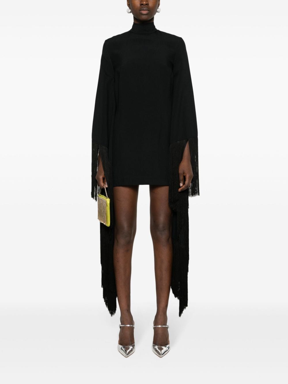 Taller Marmo Del Mar mini-jurk met franje - Zwart