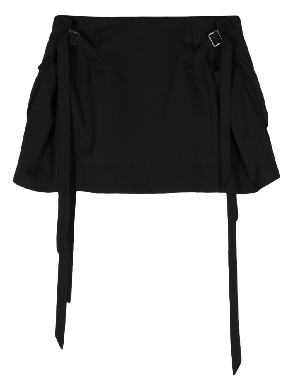 Yohji Yamamoto buckle-embellished wool mini skirt - Zwart