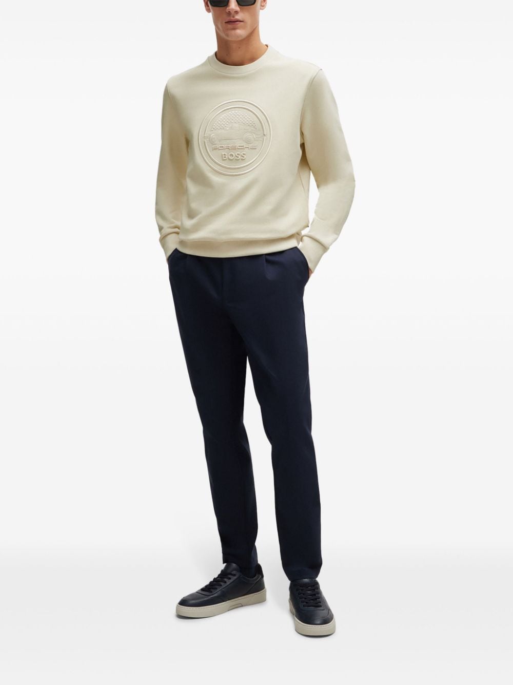 BOSS x Porsche sweater met geborduurd logo - Beige