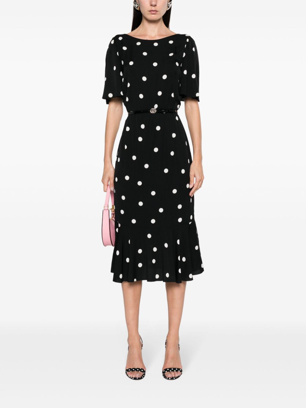 Dolce & Gabbana Pre-Owned polka-dot print midi dress - Zwart