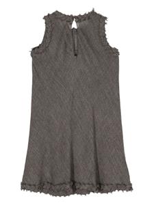 CHANEL Pre-Owned 1990 gedrapeerde mini-jurk van linnenblend - Grijs