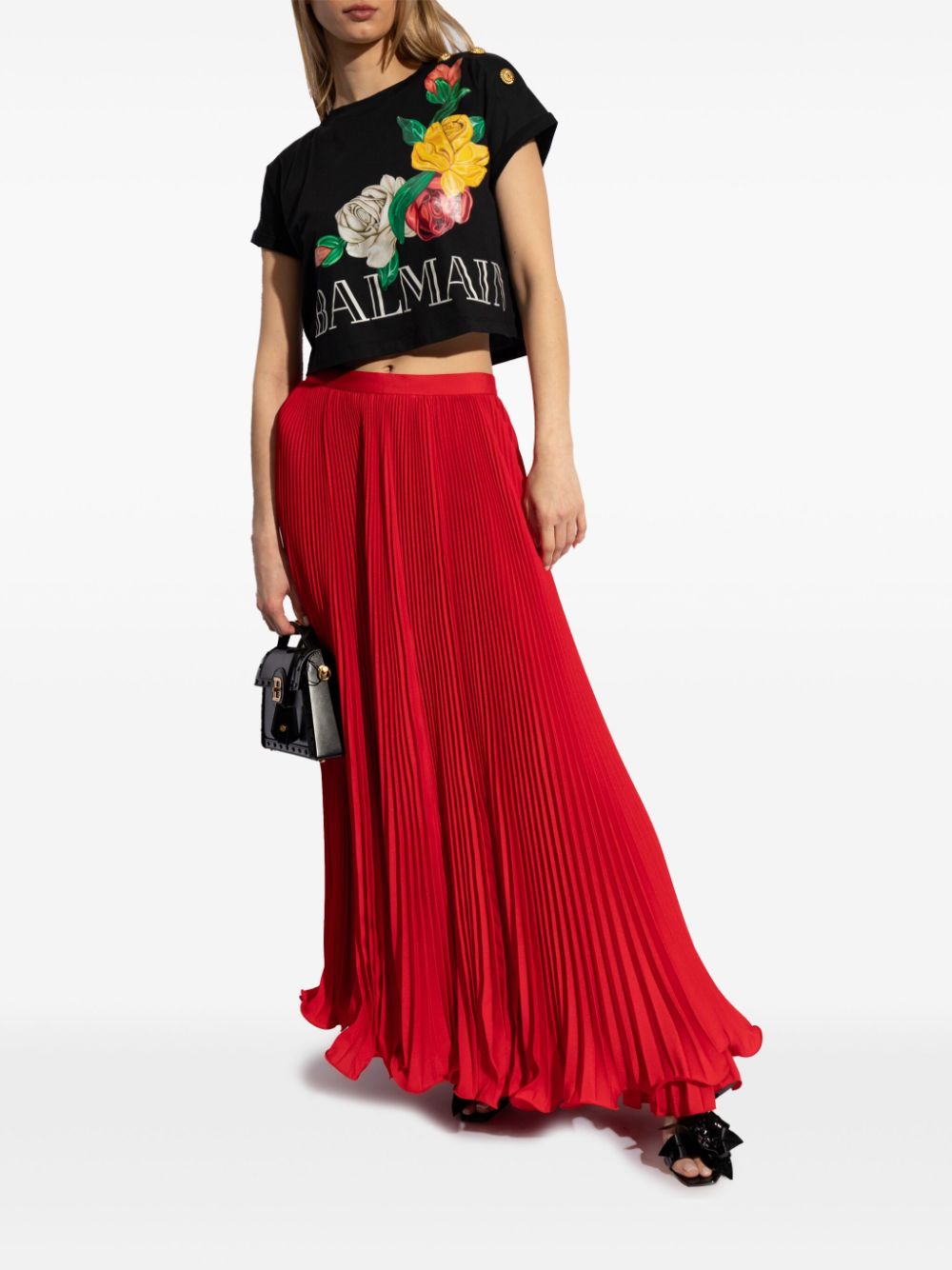 Balmain long pleated skirt - Rood
