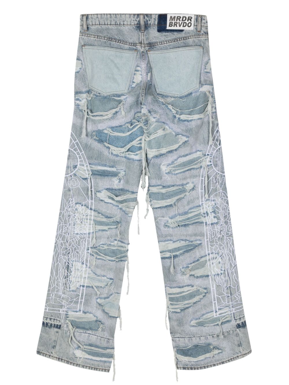 Who Decides War distressed-finish straight jeans - Blauw