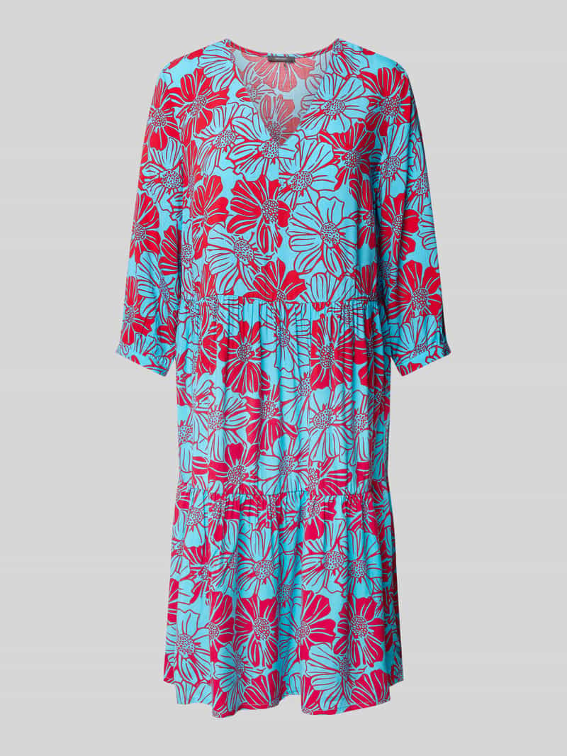 Montego Knielange jurk van viscose met bloemenmotief