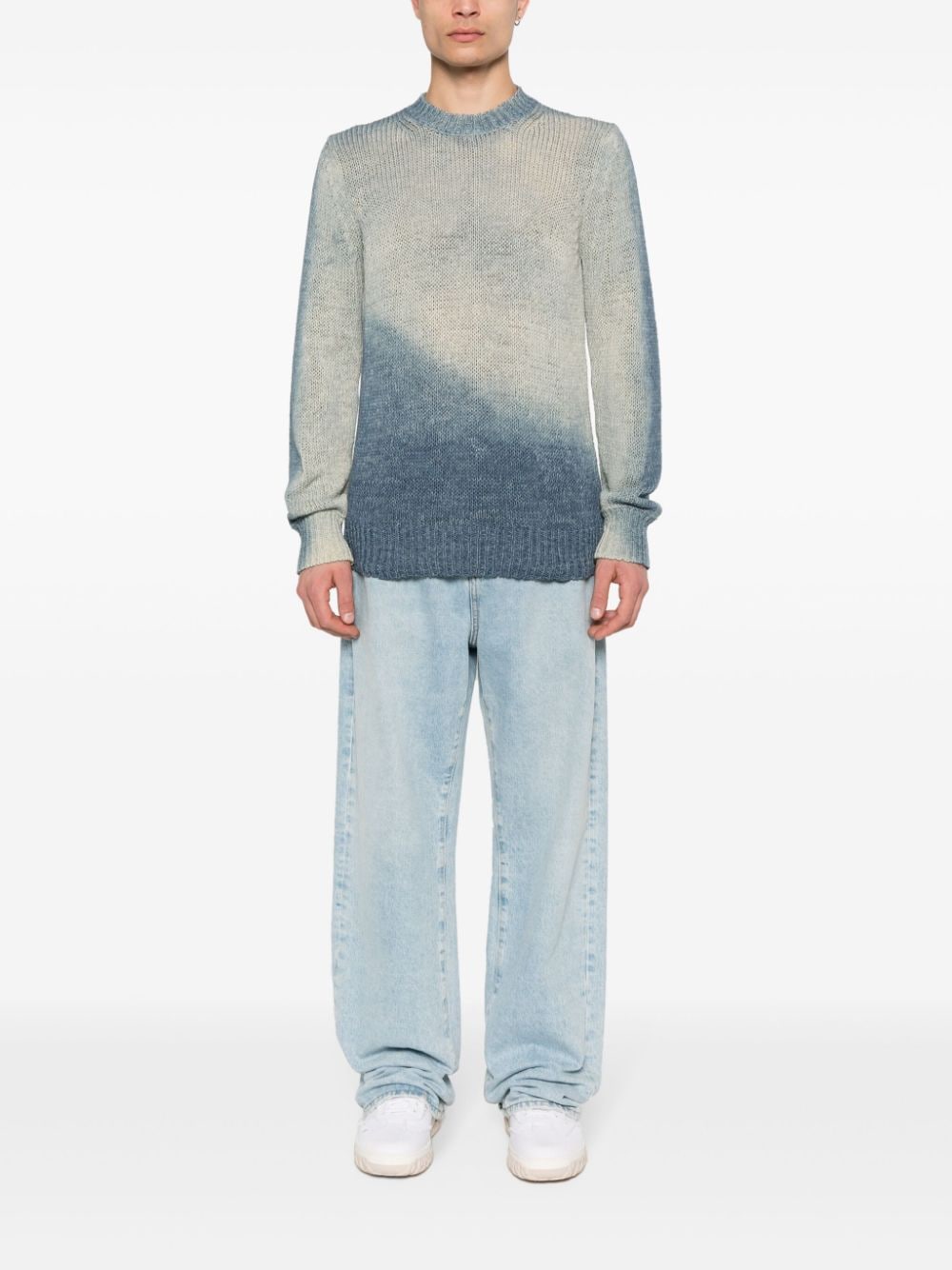 Roberto Collina washed open-knit jumper - Blauw