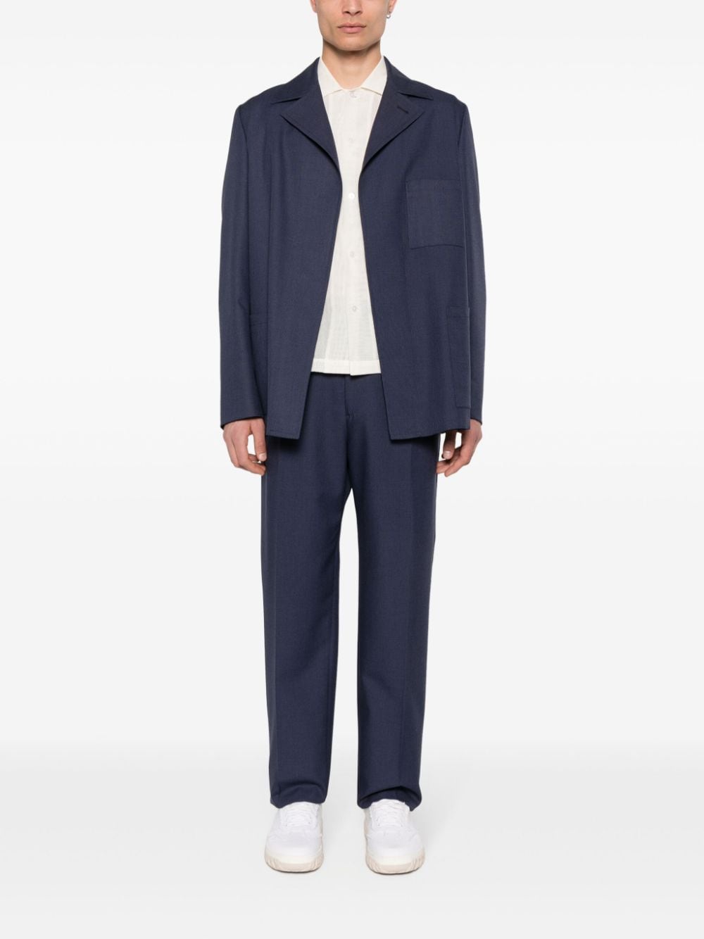 FENDI pleat-detailing wool trousers - Blauw