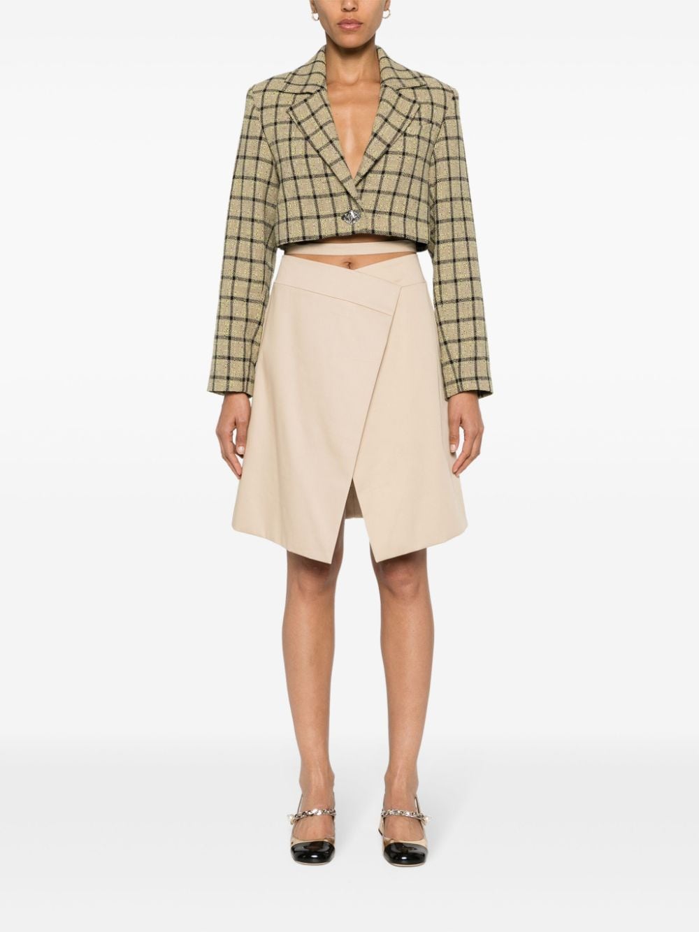 Patou wrap-design cotton skirt - Beige